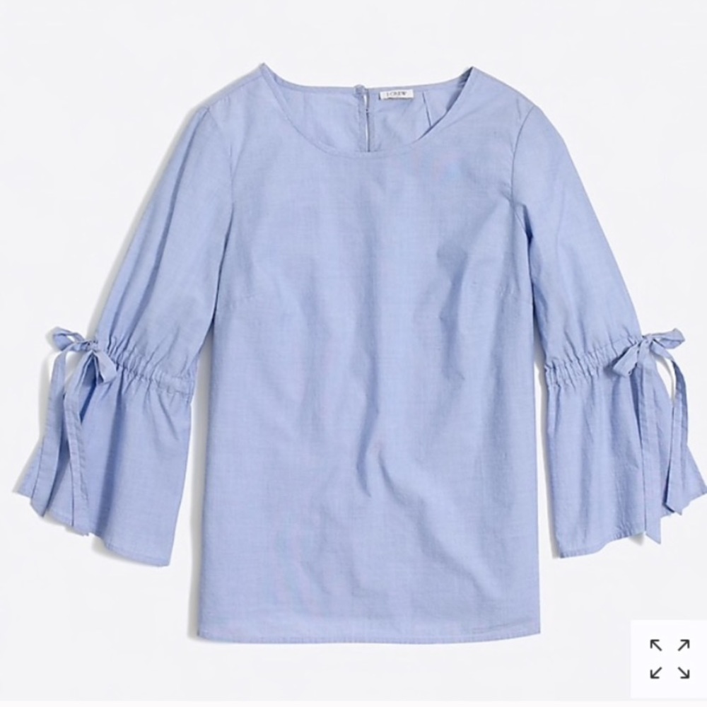 J. crew Factory Blue Bow Sleeve Top